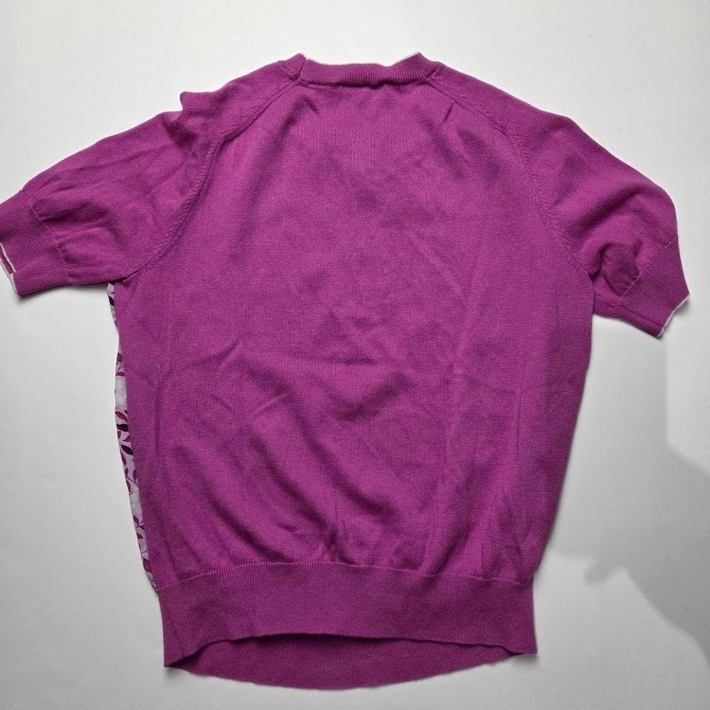 Ann Taylor Magenta Light Sweater Floral Pattern Short Sleeve Top Size Small - Picture 6 of 6